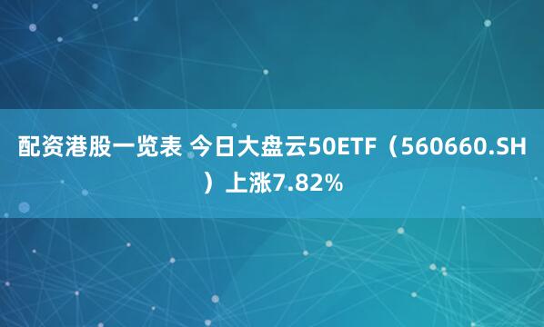 配资港股一览表 今日大盘云50ETF（560660.SH）上涨7.82%